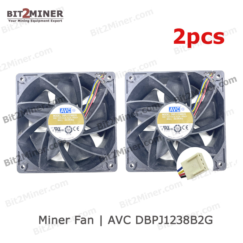 AVC DBPJ1238B2G DC BRUSHLESS AXIAL FAN BALL BEARING 12VDC 3.12A 12038MM (2PCS) - BIT2MINER