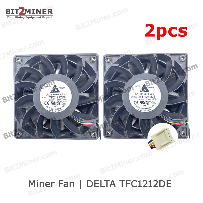 DELTA TFC1212DE DC BRUSHLESS AXIAL FAN BALL BEARING 12VDC 3.9A 12038MM (2PCS) - BIT2MINER