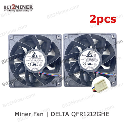 DELTA QFR1212GHE DC AXIAL FAN BALL BEARING 12VDC 2.7A 12038MM (2PCS) - BIT2MINER