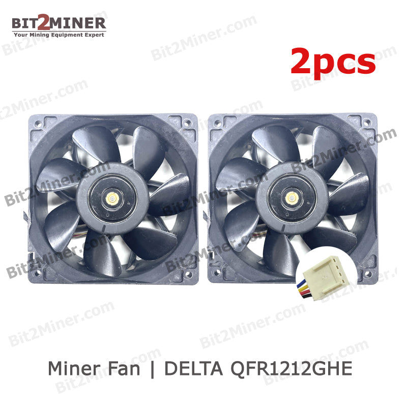 DELTA QFR1212GHE DC AXIAL FAN BALL BEARING 12VDC 2.7A 12038MM (2PCS) - BIT2MINER